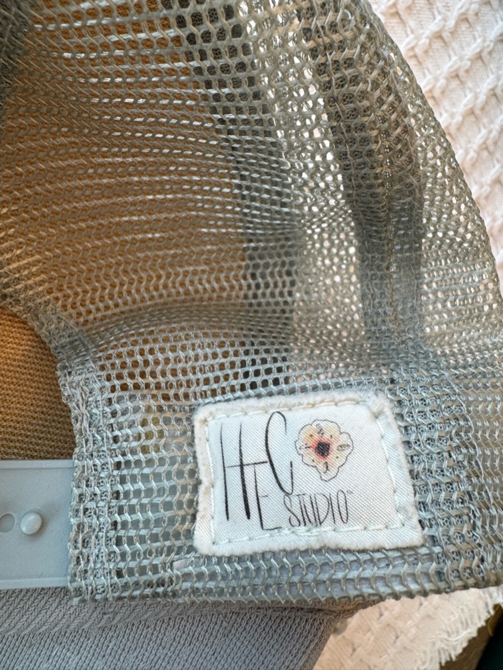 HEC Studio Gray Trucker Hat with Evileye  Design Patch for good vibes! - Picture 3 of 4